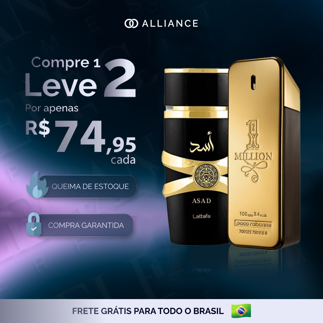 Kit 2 Perfumes Importados - Árabe Lattafa ASAD + 1 Million (100ml) - [NOVEMBRO BLACK]